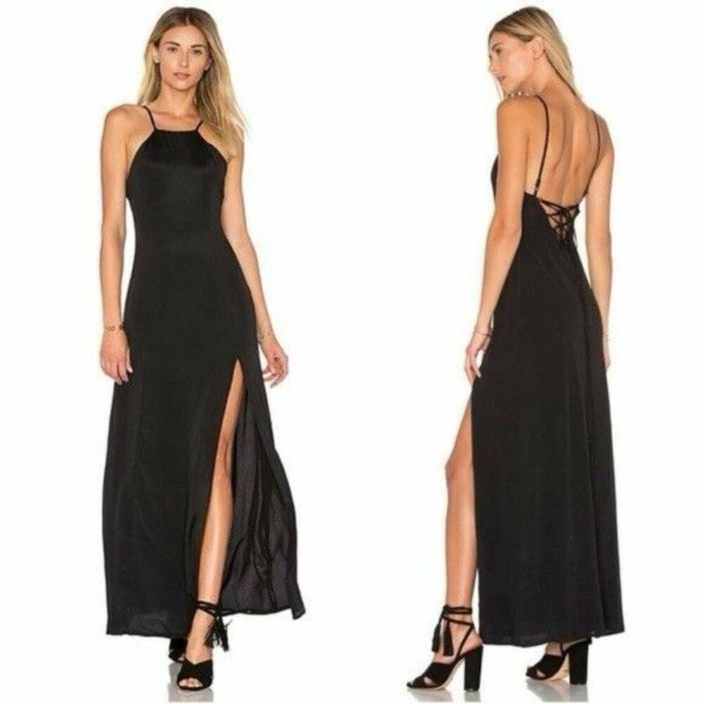 NWT Privacy‎ Please REVOLVE Size SMALL Orrin Maxi Dress Women’s Black Slit Sexy